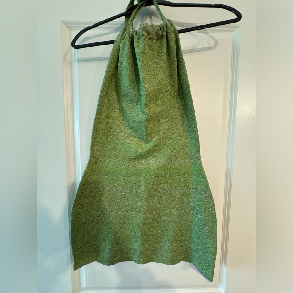 Green halter, open back dress. Size XL.